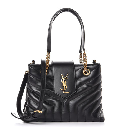 Saint Laurent Calfskin Y Quilted Monogram Small Loulou Shopper Black 1 of 9