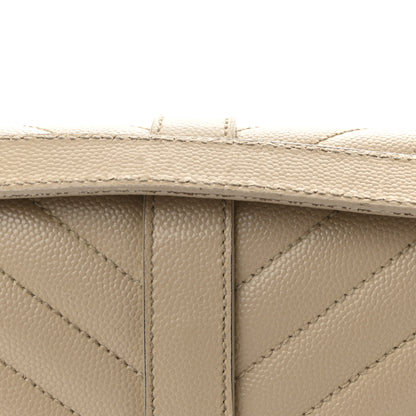 Saint Laurent Grain De Poudre Matelasse Chevron Large Monogram Satchel Dark Beige 7 of 9