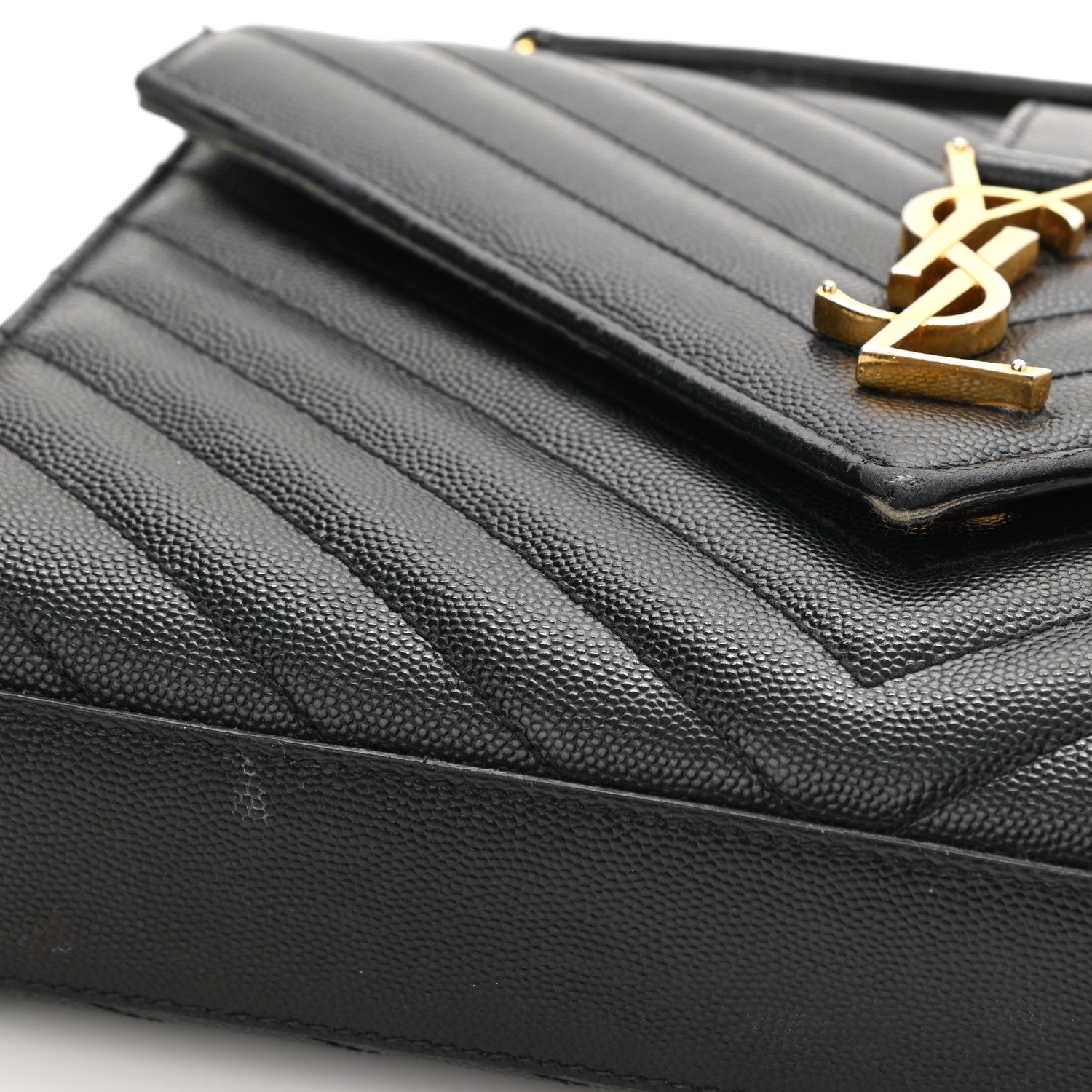 Saint Laurent Grain De Poudre Matelasse Chevron Medium Monogram Satchel Black 15 of 19
