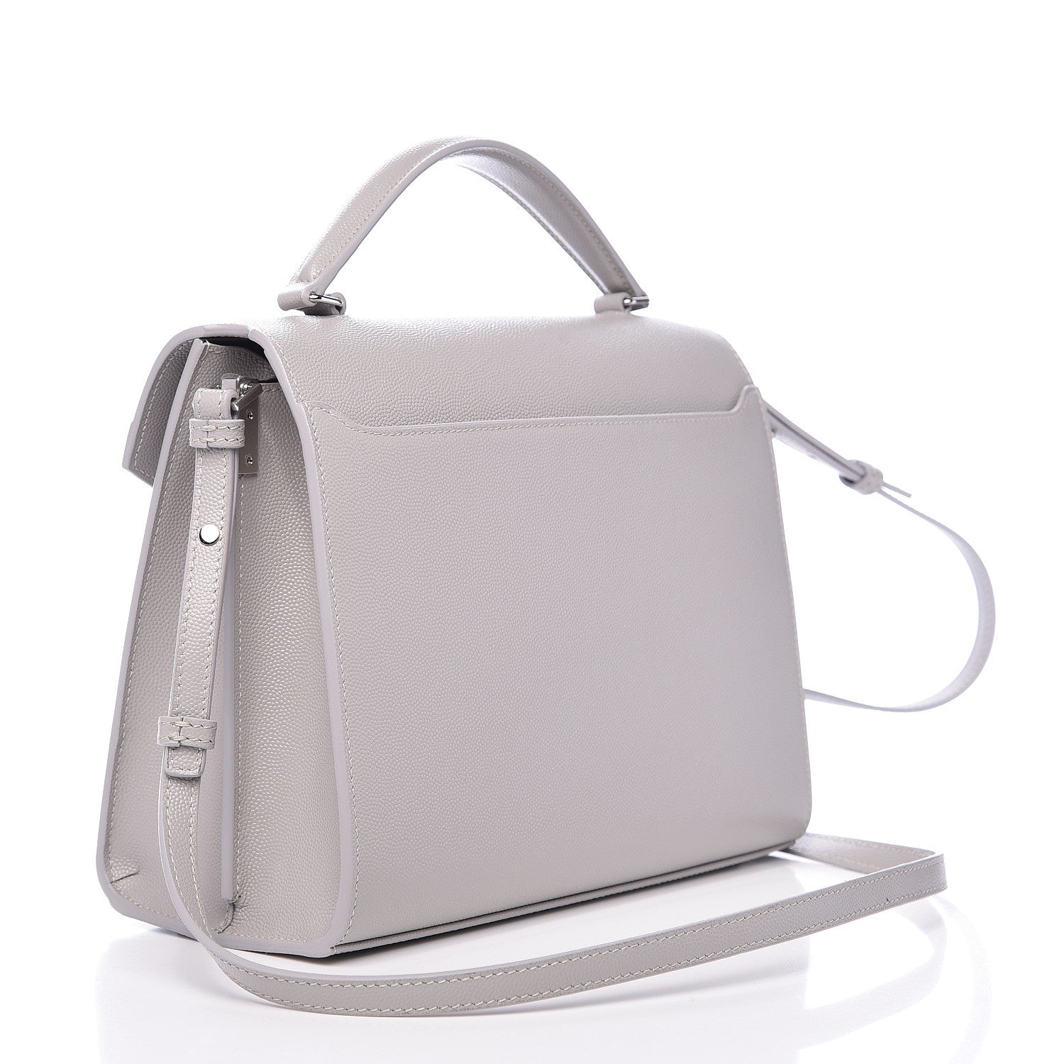 Saint Laurent Grain de Poudre Medium Classic Monogram Cassandra Top Handle Granite 3 of 9