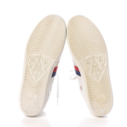 Gucci Calfskin Bee Star Embroidered Womens Sylvie Web Ace Sneakers 39.5 White Blue 7 of 9