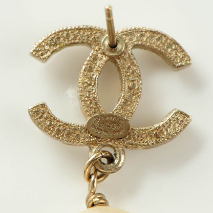 Chanel Crystal Pearl CC Drop Earrings Gold 4 of 5