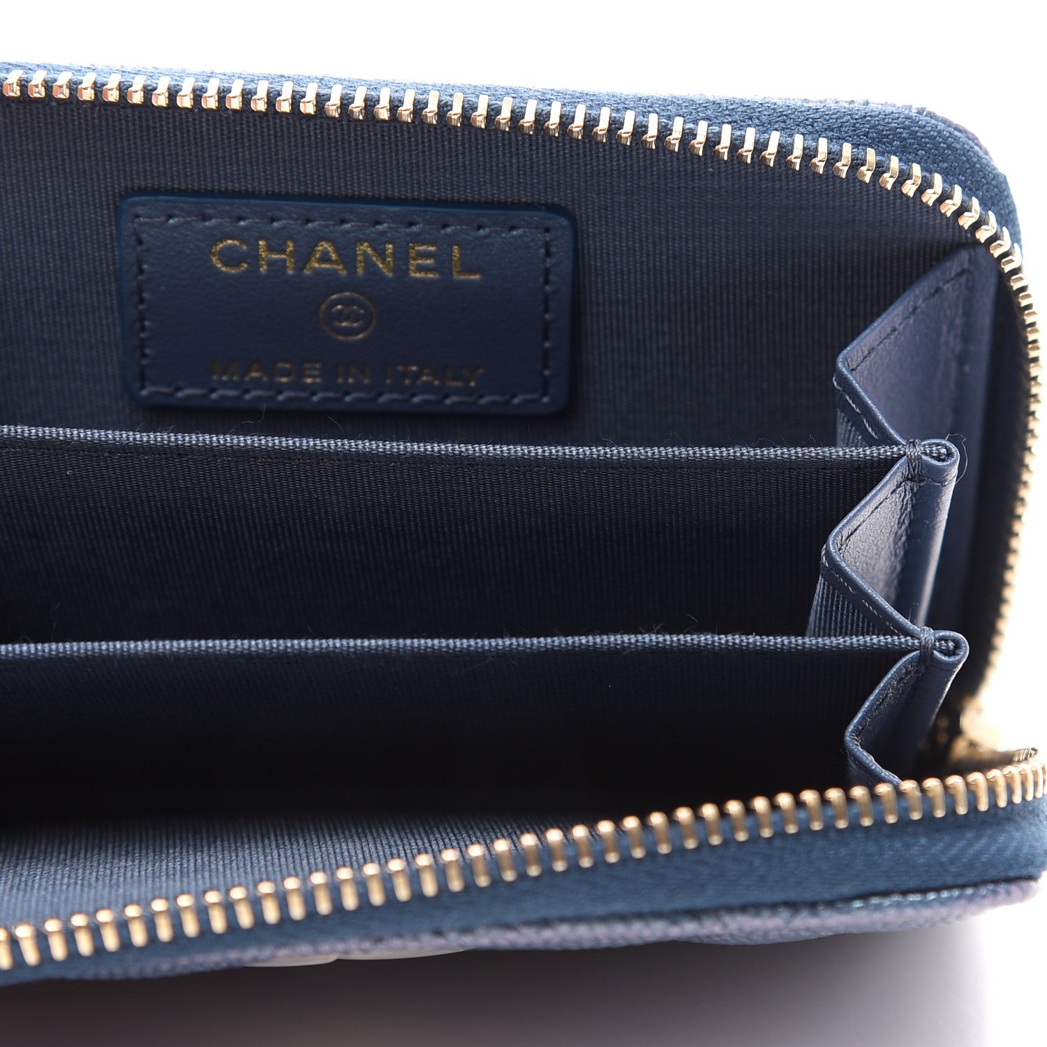 Chanel Iridescent Caviar Quilted Zip Coin Purse Dark Blue 5 of 8