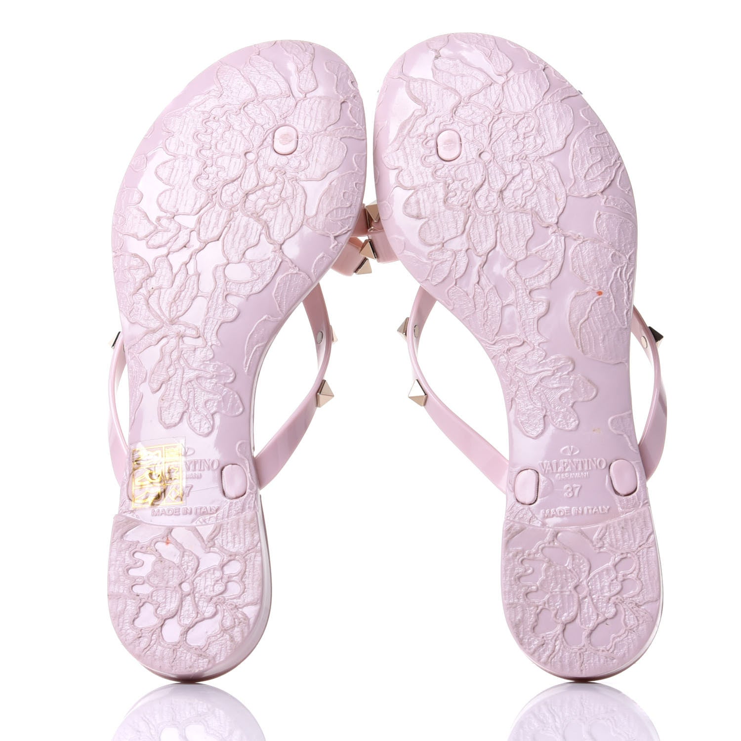 Valentino Garavani PVC Jelly Rockstud Bow Thong Sandals 37 Water Rose 7 of 10