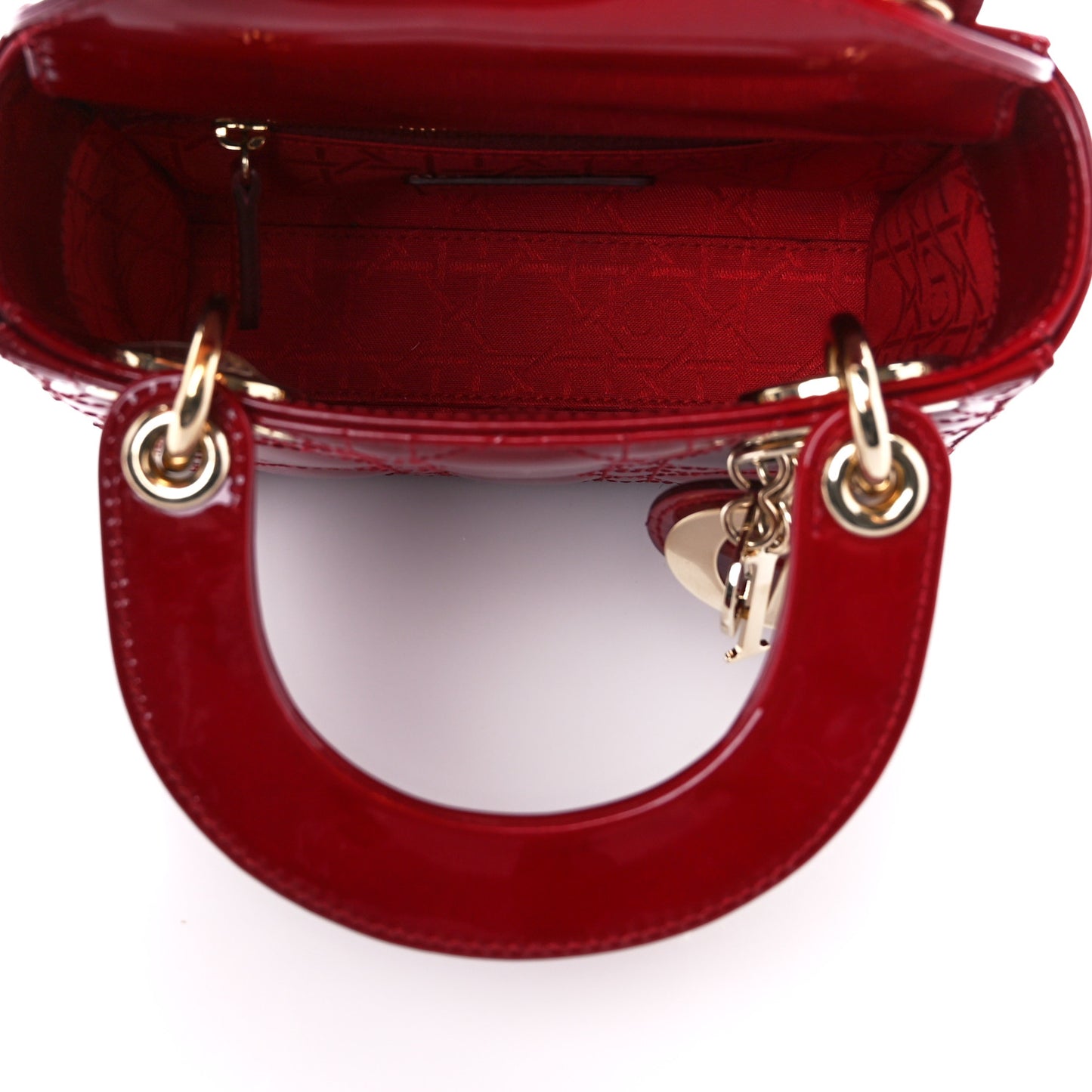 Patent Cannage Mini Lady Dior Red