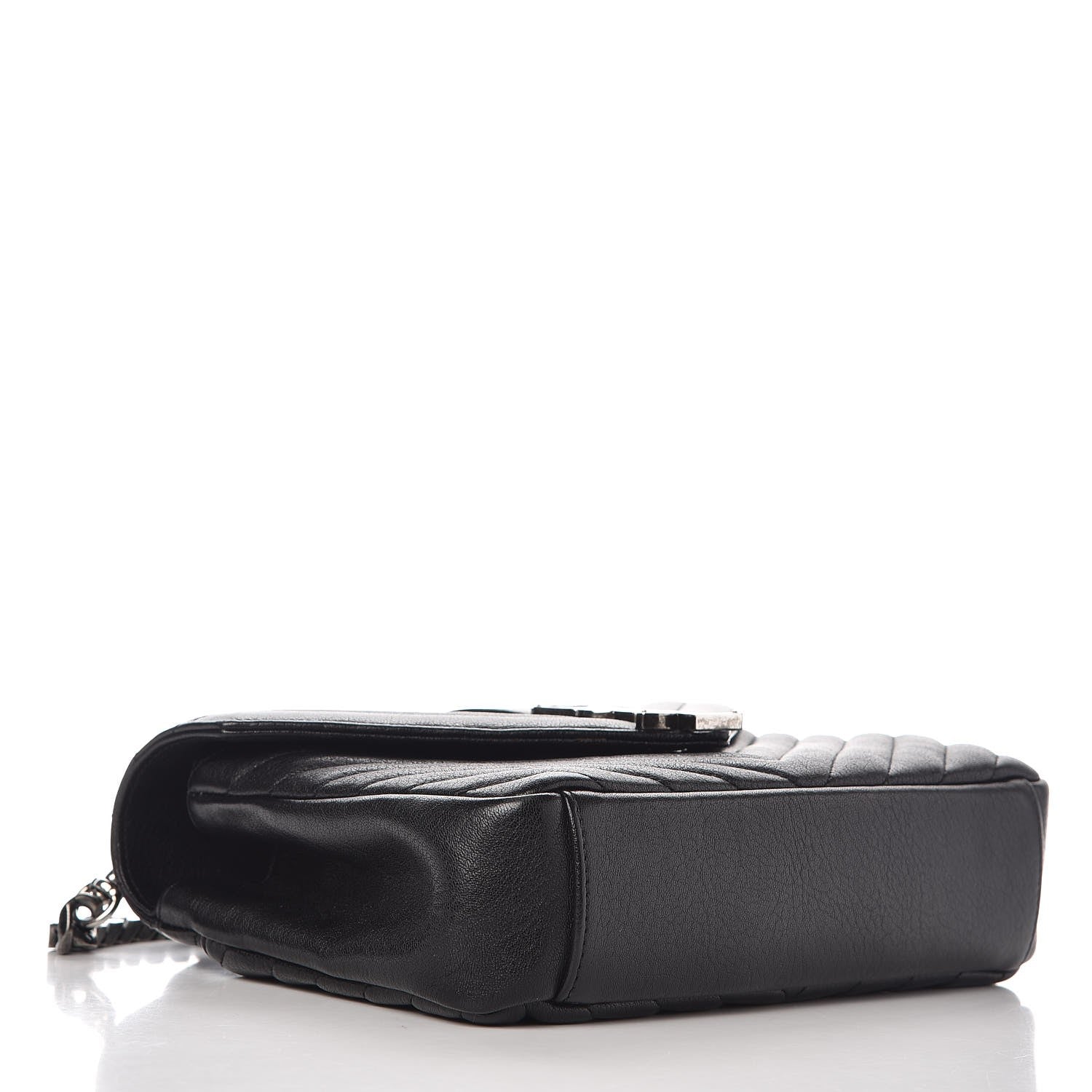 Saint Laurent Sheepskin Matelasse Chevron Monogram Medium College Bag Black 4 of 10