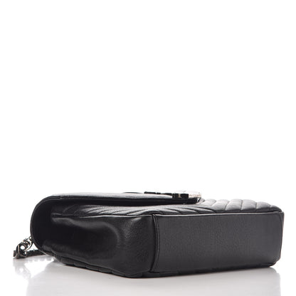 Saint Laurent Sheepskin Matelasse Chevron Monogram Medium College Bag Black 4 of 10