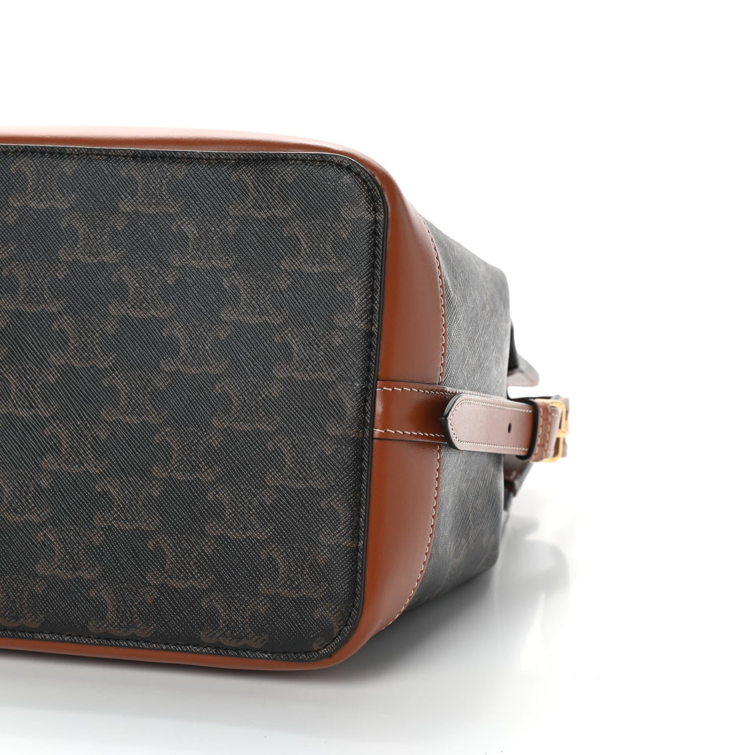 Celine Triomphe Canvas Calfskin Cabas De France Handbag Tan 6 of 9