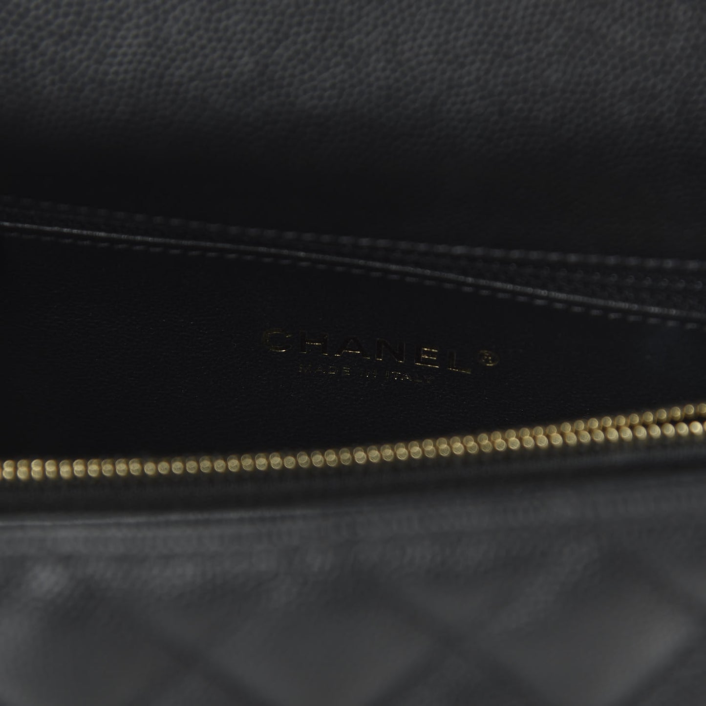 Caviar Lizard Quilted Small Coco Handle Flap Black