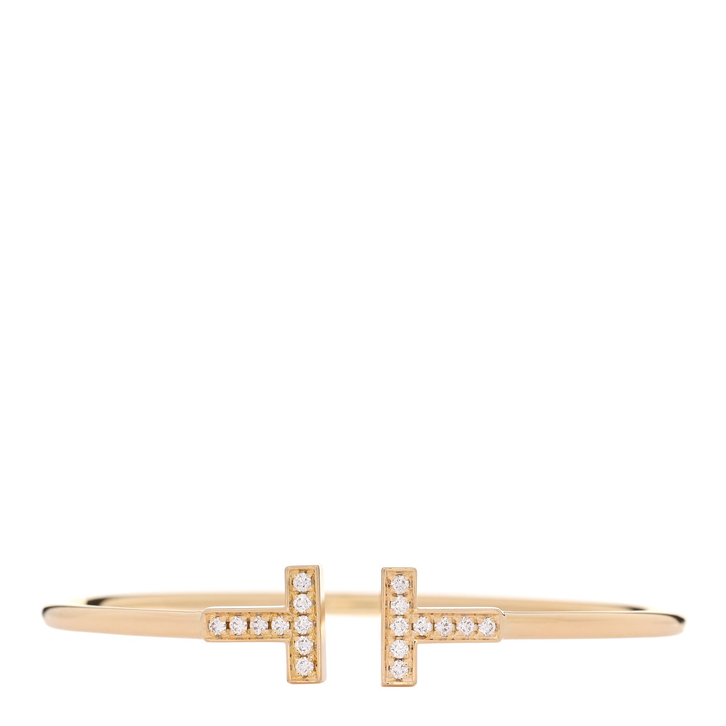18K Yellow Gold Diamond T Wire Bracelet