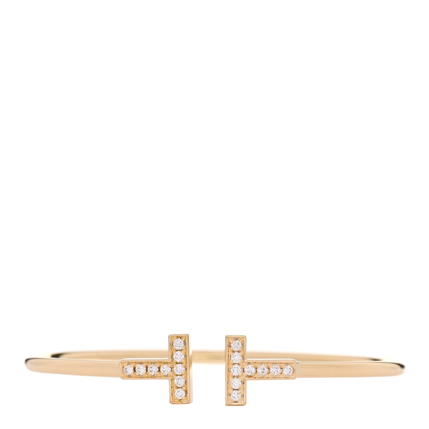 Tiffany 18K Yellow Gold Diamond T Wire Bracelet 1 of 4