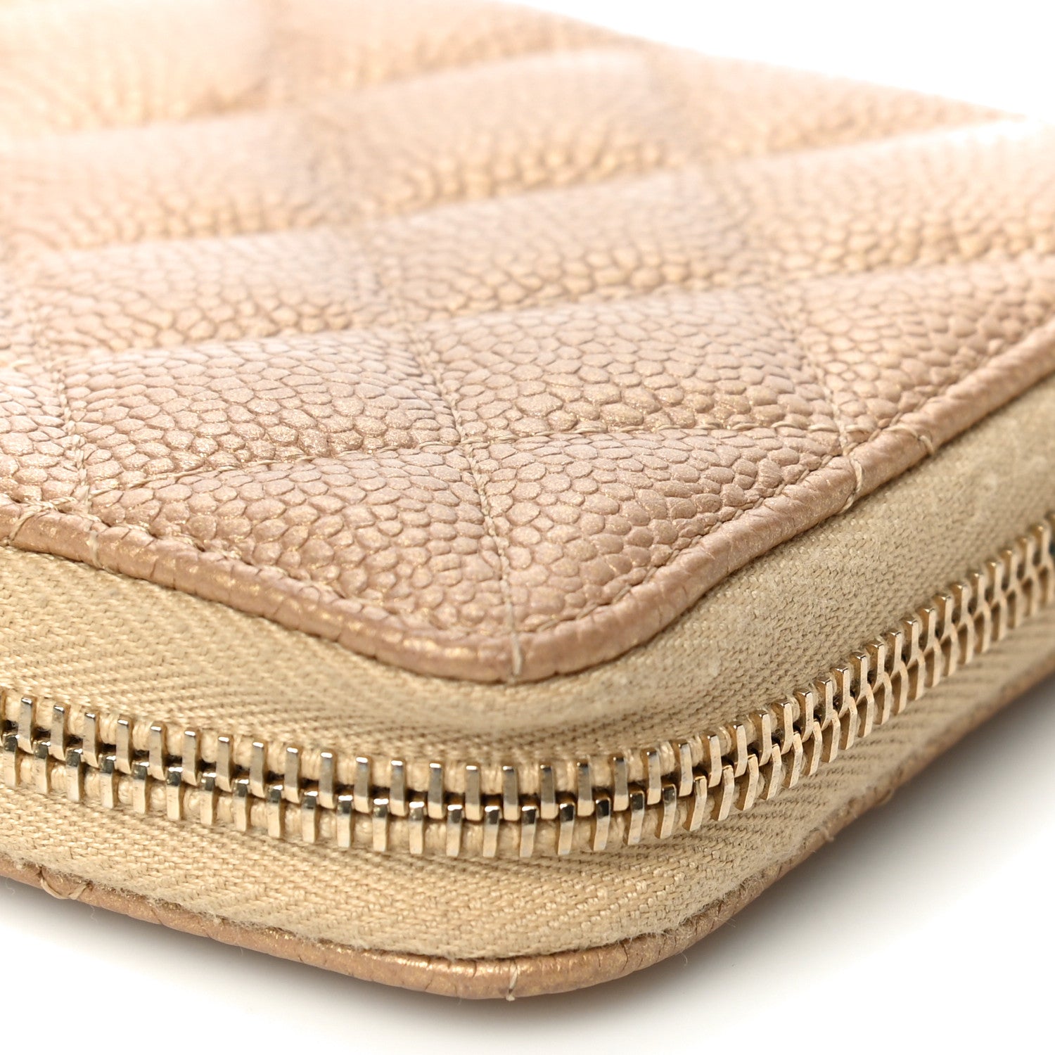 Chanel Pearly Caviar Quilted Large Gusset Zip Around Wallet Gold 12 of 14