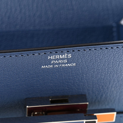 Hermes Chevre Mysore Enamel Mini Cinhetic Wallet  Bleu Brighton 7 of 12