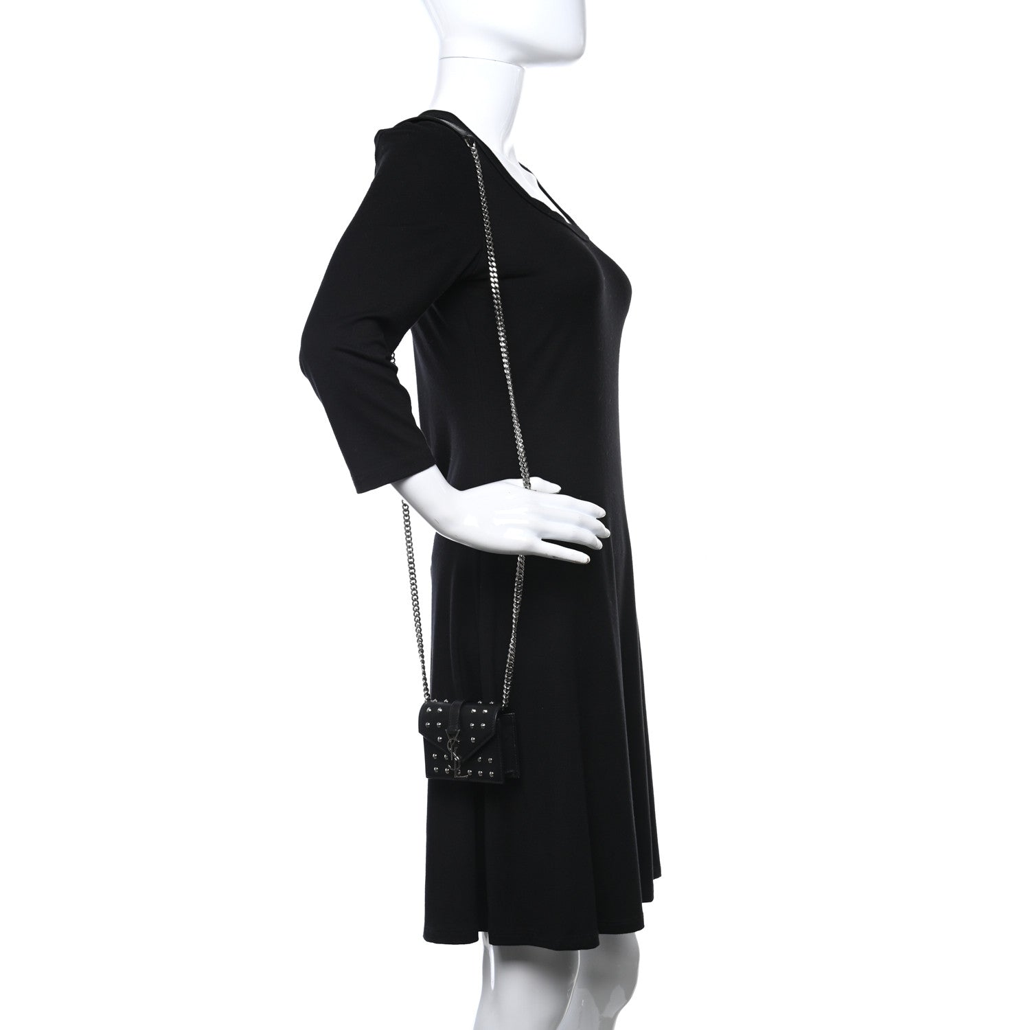 Saint Laurent Calfskin Monogram Studded Mini Candy Crossbody Black 2 of 11