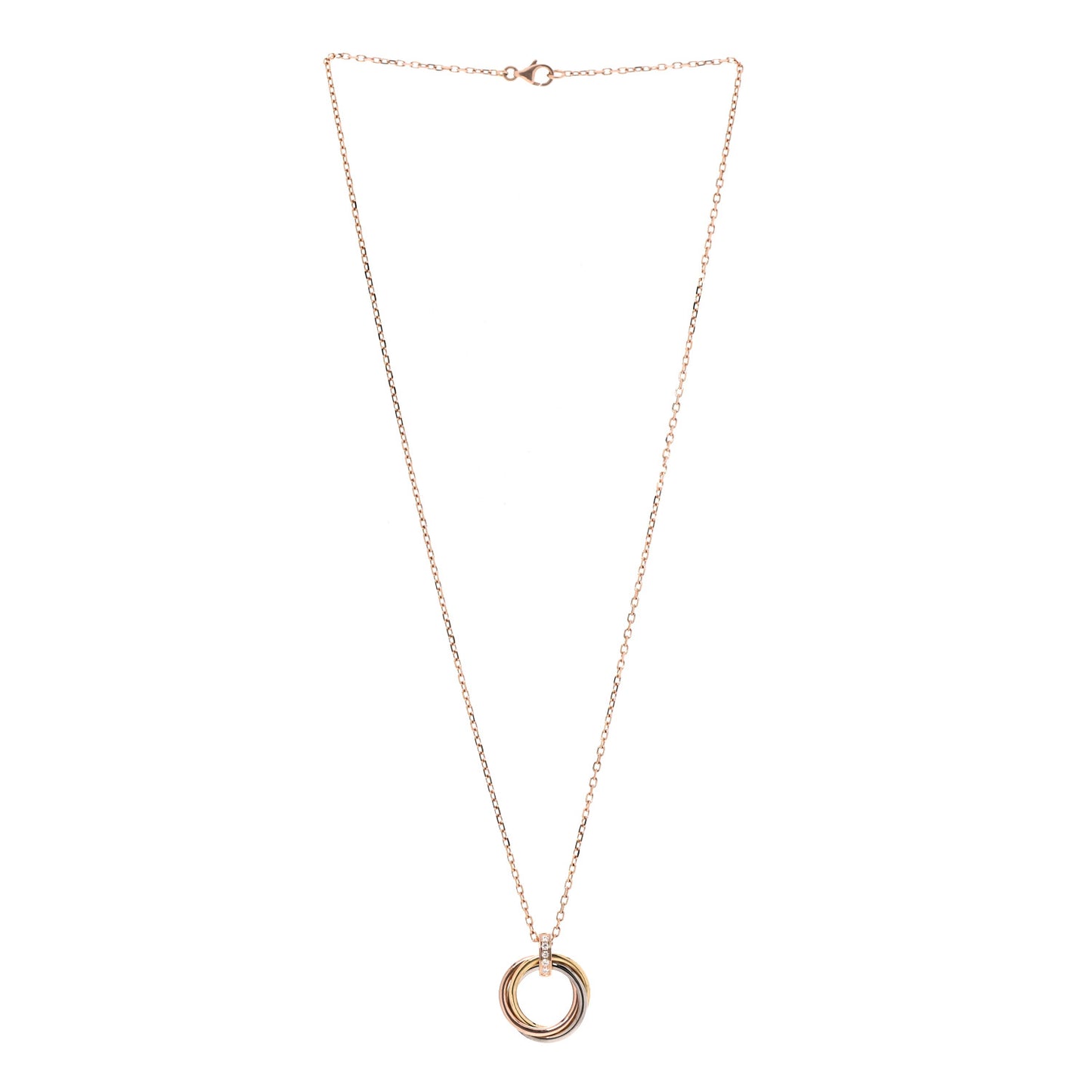18K Pink White Yellow Gold Diamond Trinity Pendant Necklace