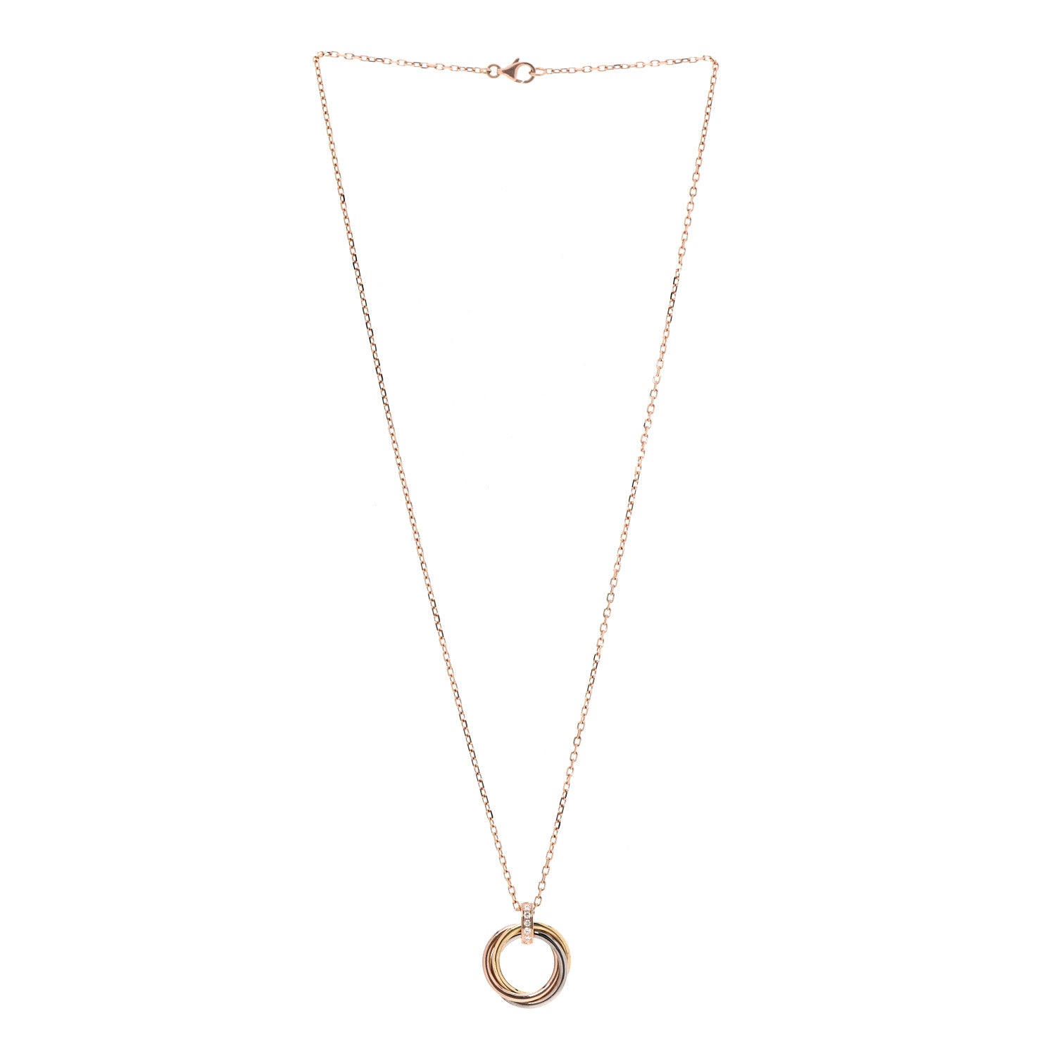 Cartier 18K Pink White Yellow Gold Diamond Trinity Pendant Necklace 3 of 6
