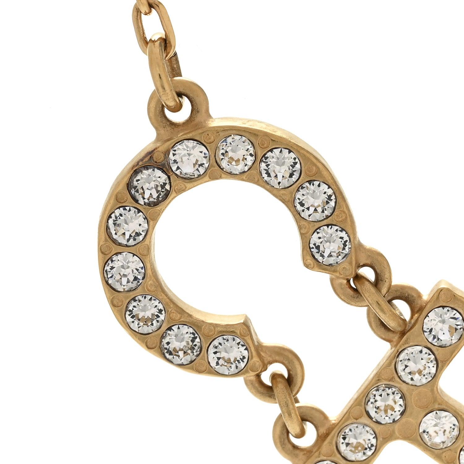 Chanel Metal Crystal 90's Icon Logo Necklace Gold 6 of 6