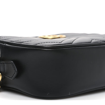 Gucci Calfskin Matelasse Mini GG Marmont Chain Shoulder Bag Black 9 of 11