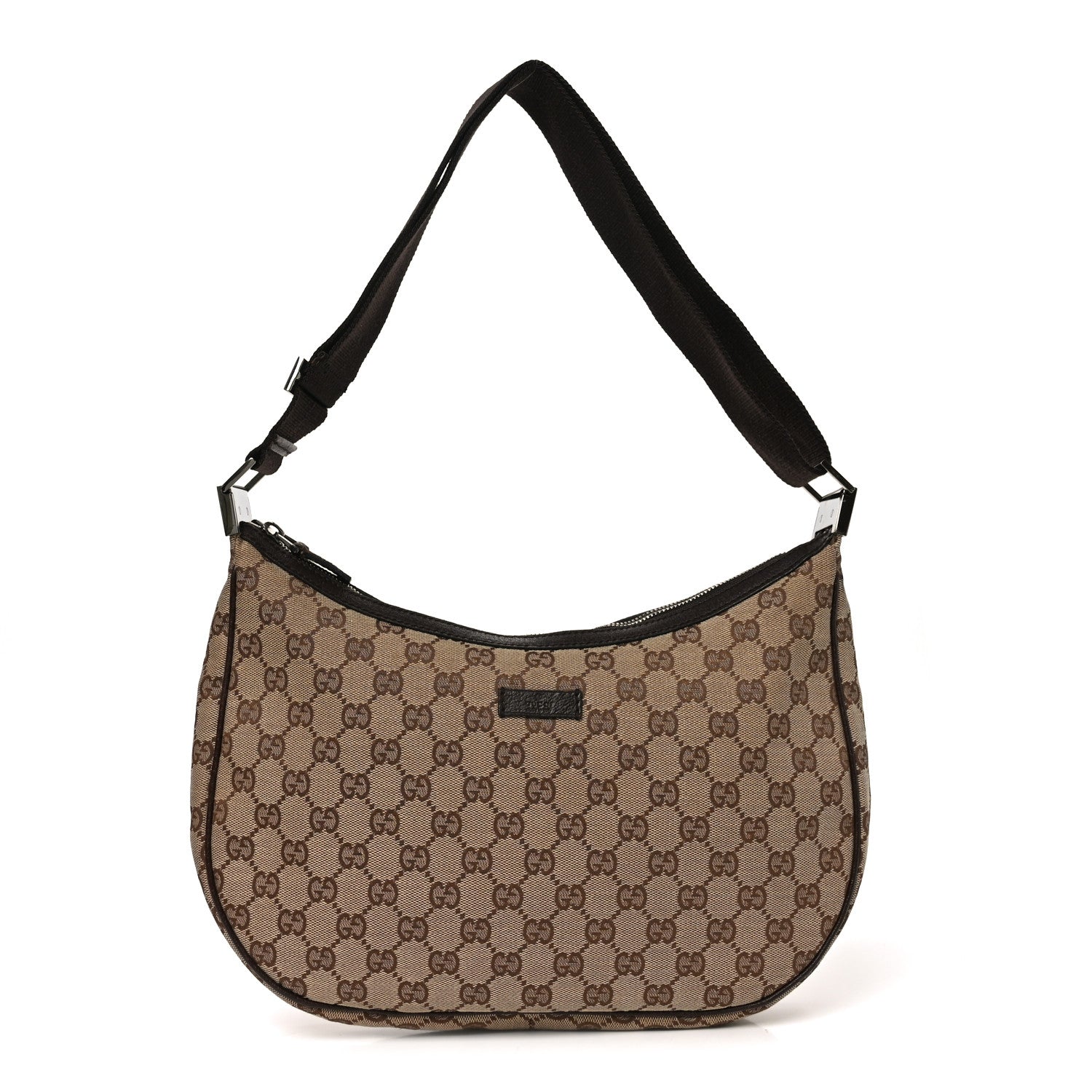 Gucci Monogram Medium Half Moon Hobo Dark Brown 1 of 10