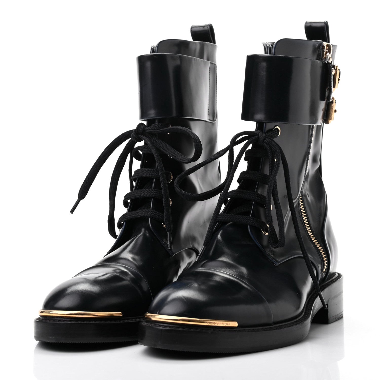 Louis Vuitton Calfskin Diplomacy Ranger Combat Boots 35.5 Blue 3 of 7