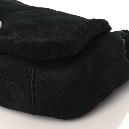 Chanel Shearling Suede Quilted Fur Flap Black 8 of 12