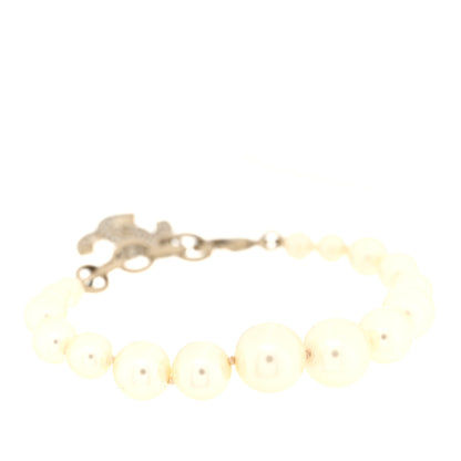 Chanel Graduated Pearl Crystal CC Bracelet Gold 3 of 5