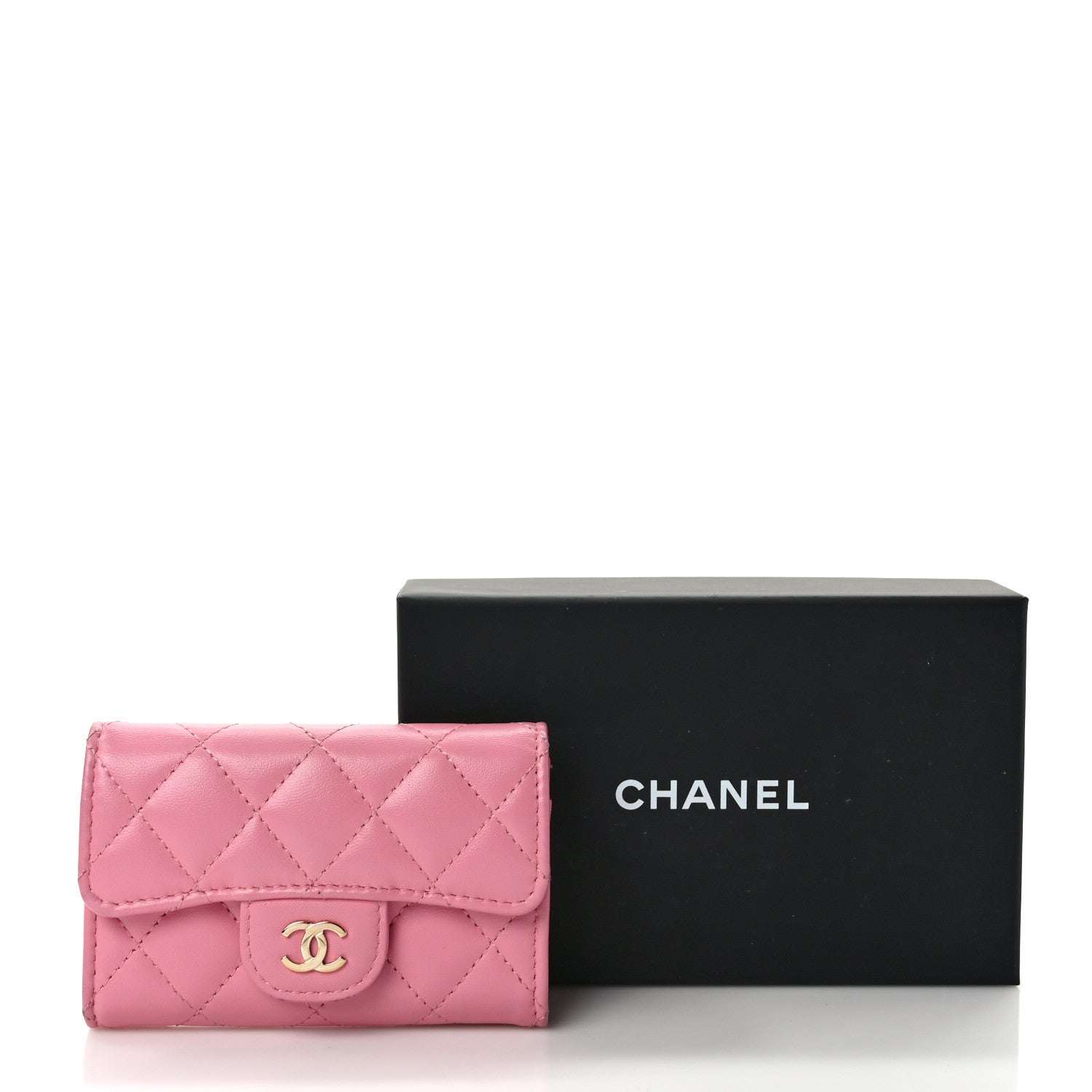 Chanel Lambskin Quilted Flap Card Holder Wallet Pink 3 of 10