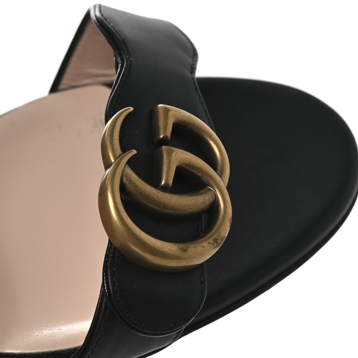 Lifford Calfskin GG Marmont Ankle Wrap 105mm Sandals 39.5 Black