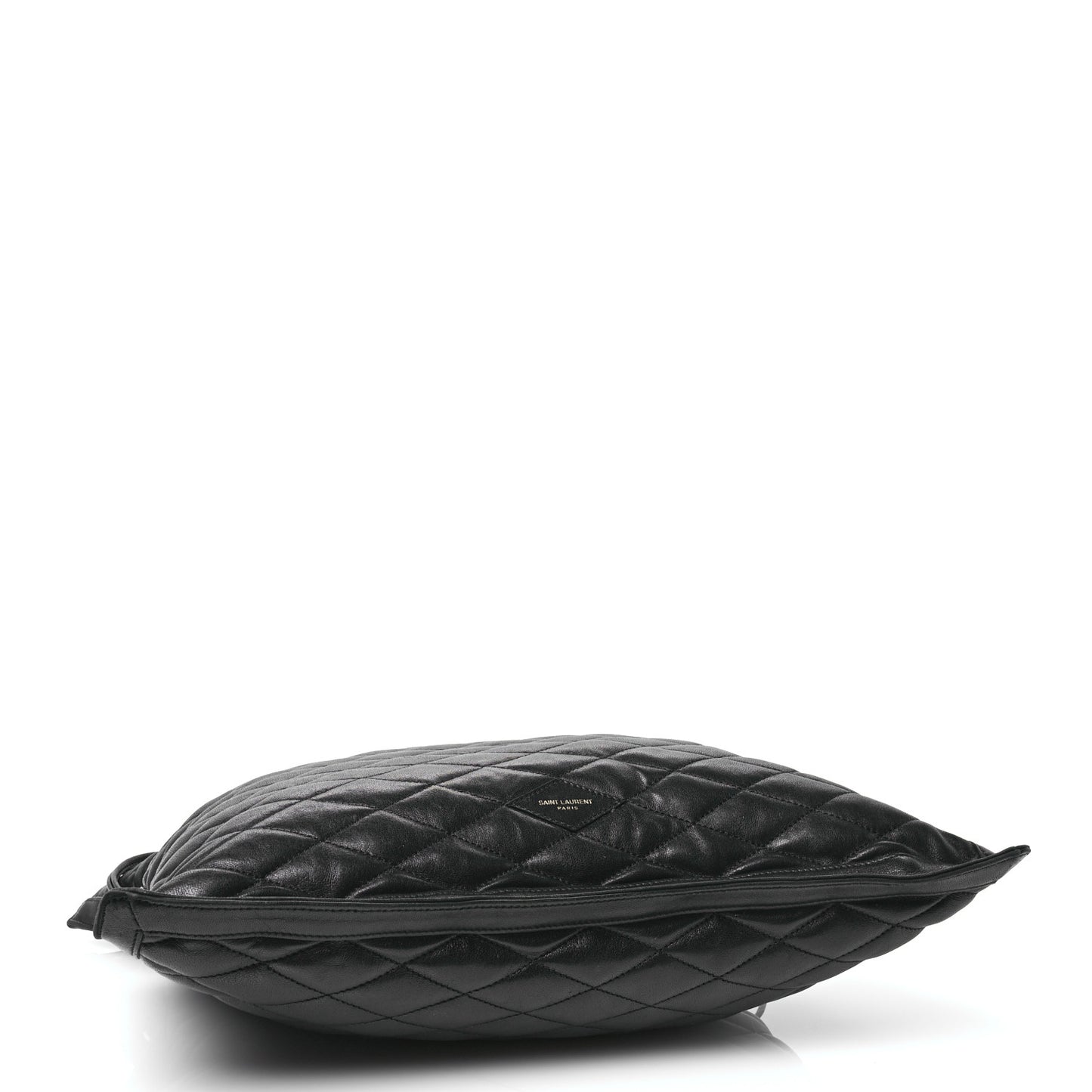 Lambskin Quilted Pochon Drawstring Tote Bag Black