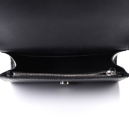 Saint Laurent Calfskin Crocodile Embossed Monogram Kate Belt Bag Black 5 of 12