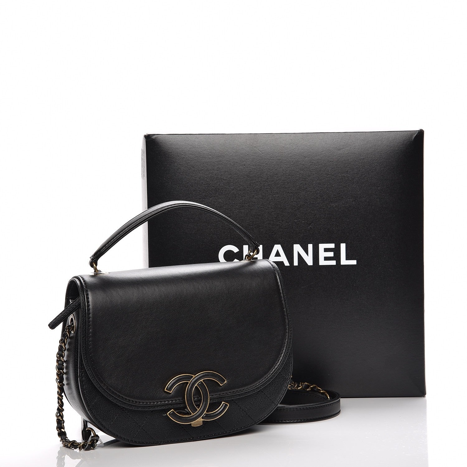 Chanel Shiny Calfskin Goatskin Quilted Small Coco Curve Messenger Flap Black 8 of 8