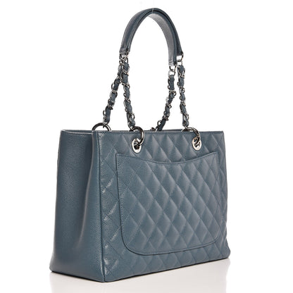 Chanel Caviar Quilted Grand Shopping Tote GST Blue 3 of 11