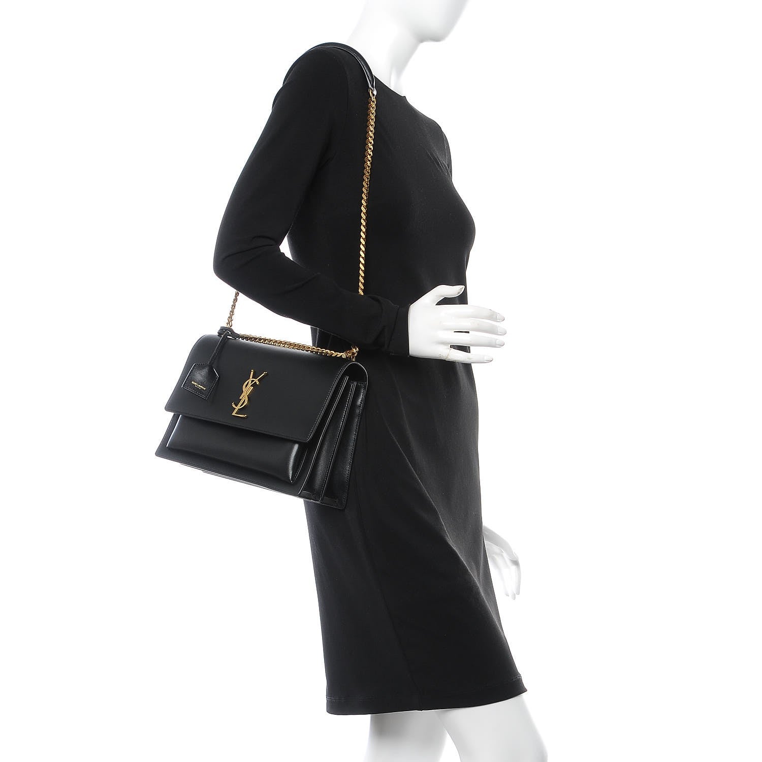 Saint Laurent Calfskin Large Monogram Sunset Black 2 of 7