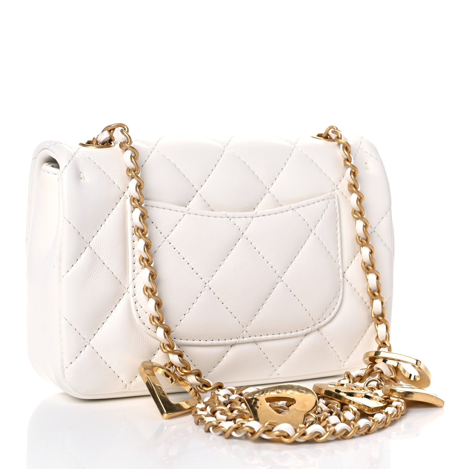 Chanel Lambskin Quilted Mini Heart Charms Flap White 3 of 9