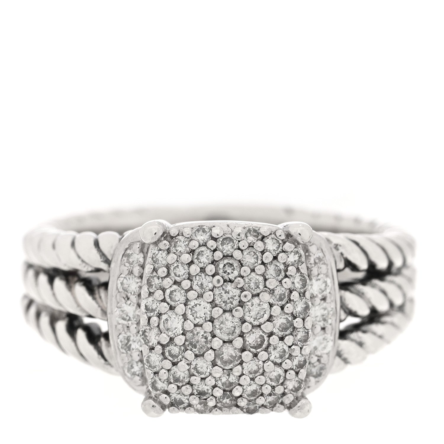 David Yurman Sterling Silver Diamond 10mm Petite Wheaton Ring 51 5.75 1 of 4