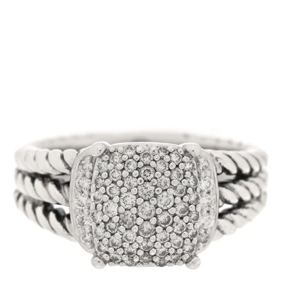 David Yurman Sterling Silver Diamond 10mm Petite Wheaton Ring 51 5.75 1 of 4