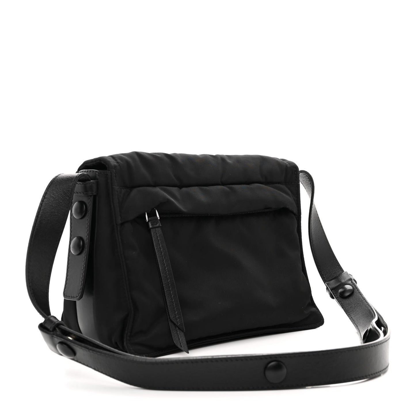 Re-Nylon Vitello Padded Small Flap Shoulder Bag Black