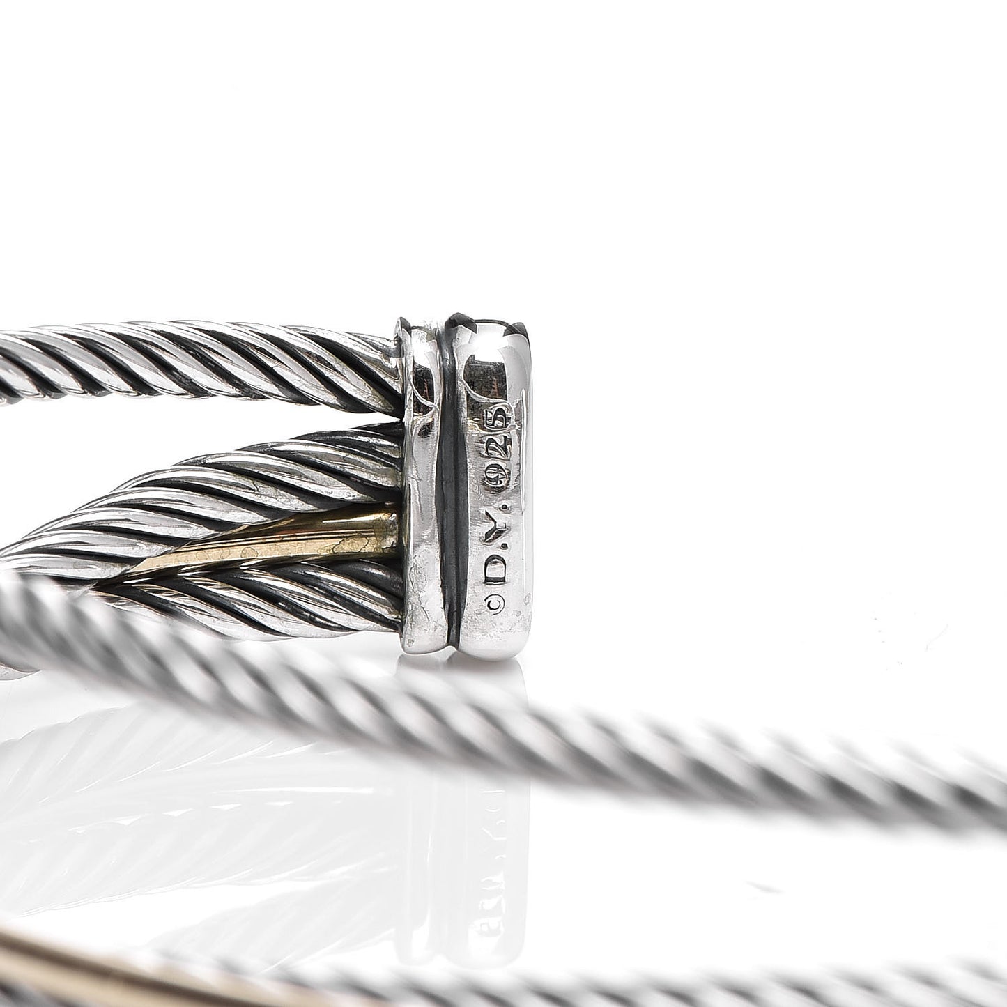 Sterling Silver 18K Yellow Gold 18mm Three Row Crossover Cuff