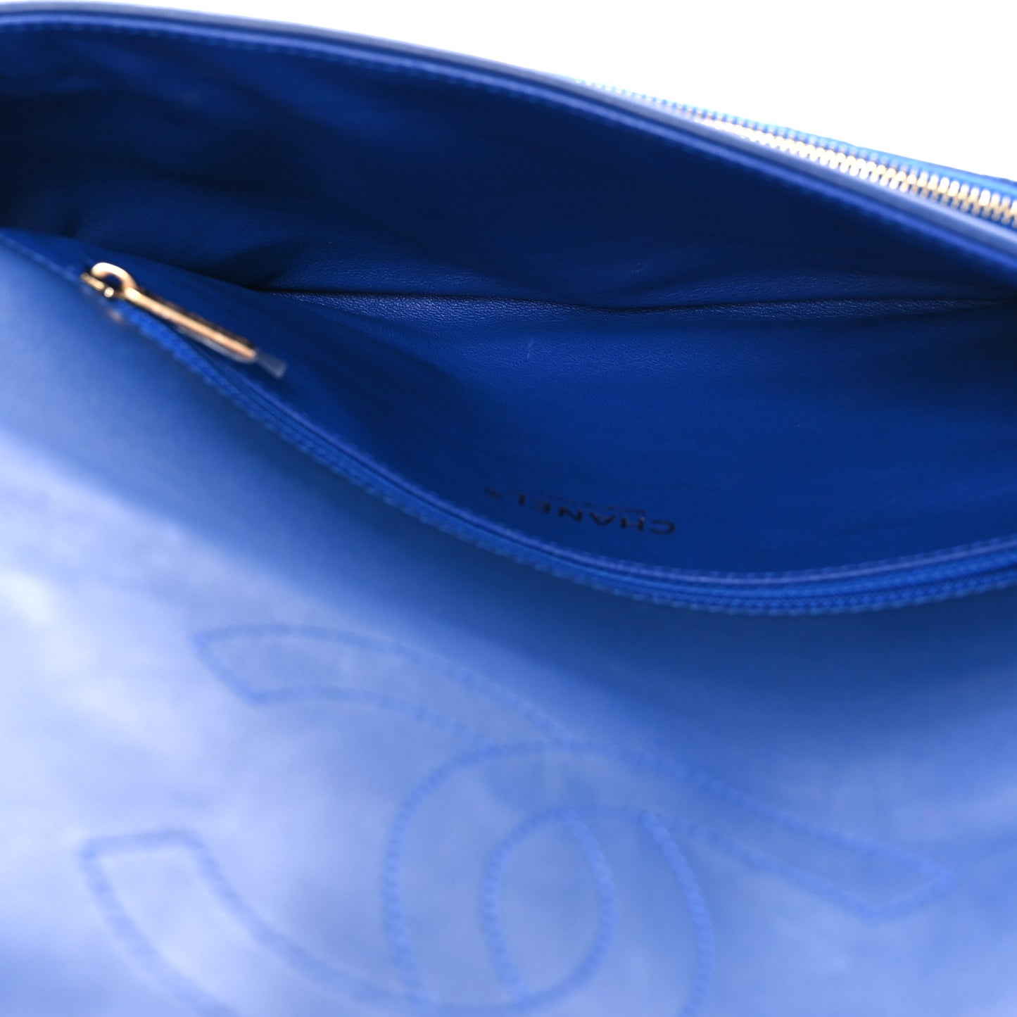 Calfskin Stitched Thin City Clutch Blue