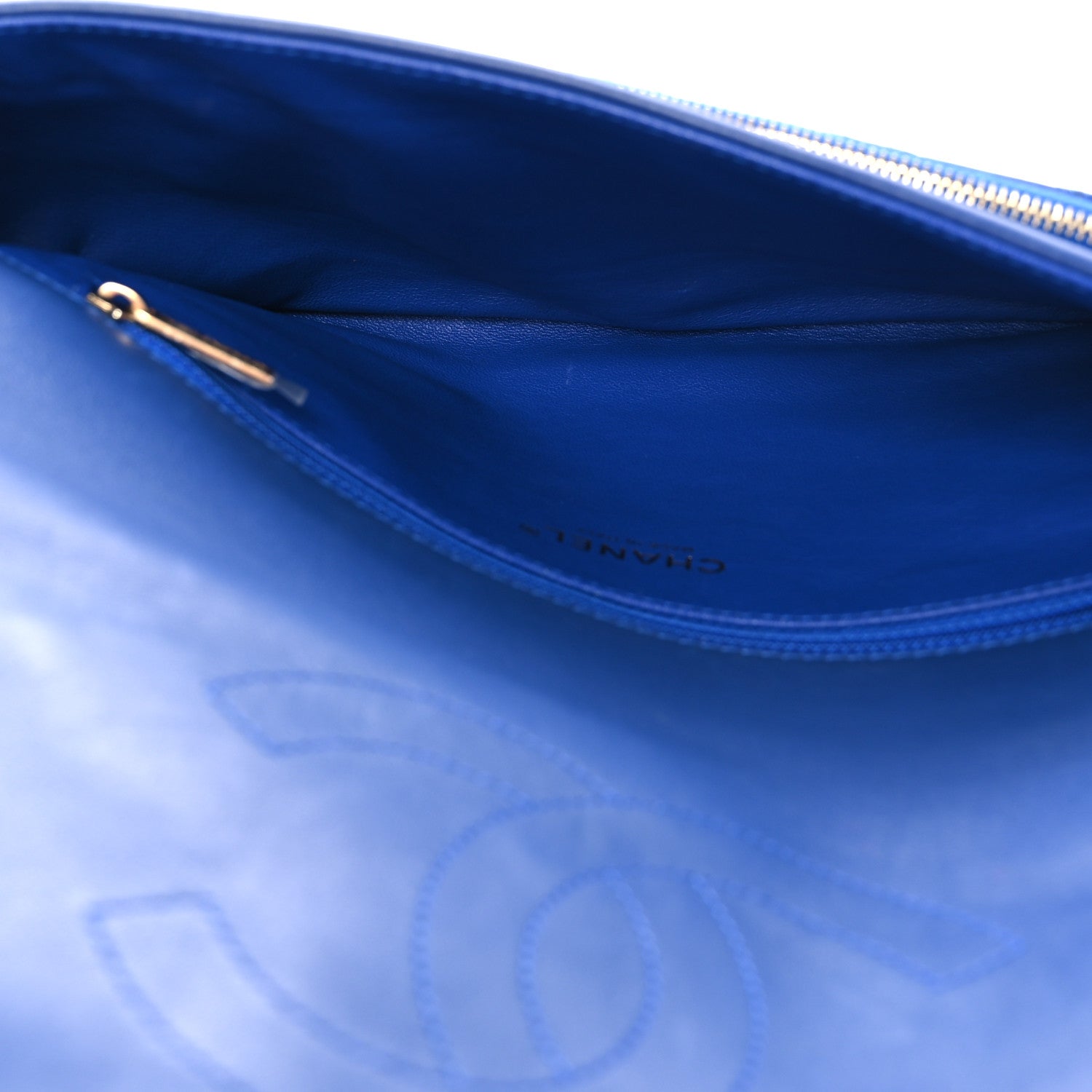 Chanel Calfskin Stitched Thin City Clutch Blue 8 of 16
