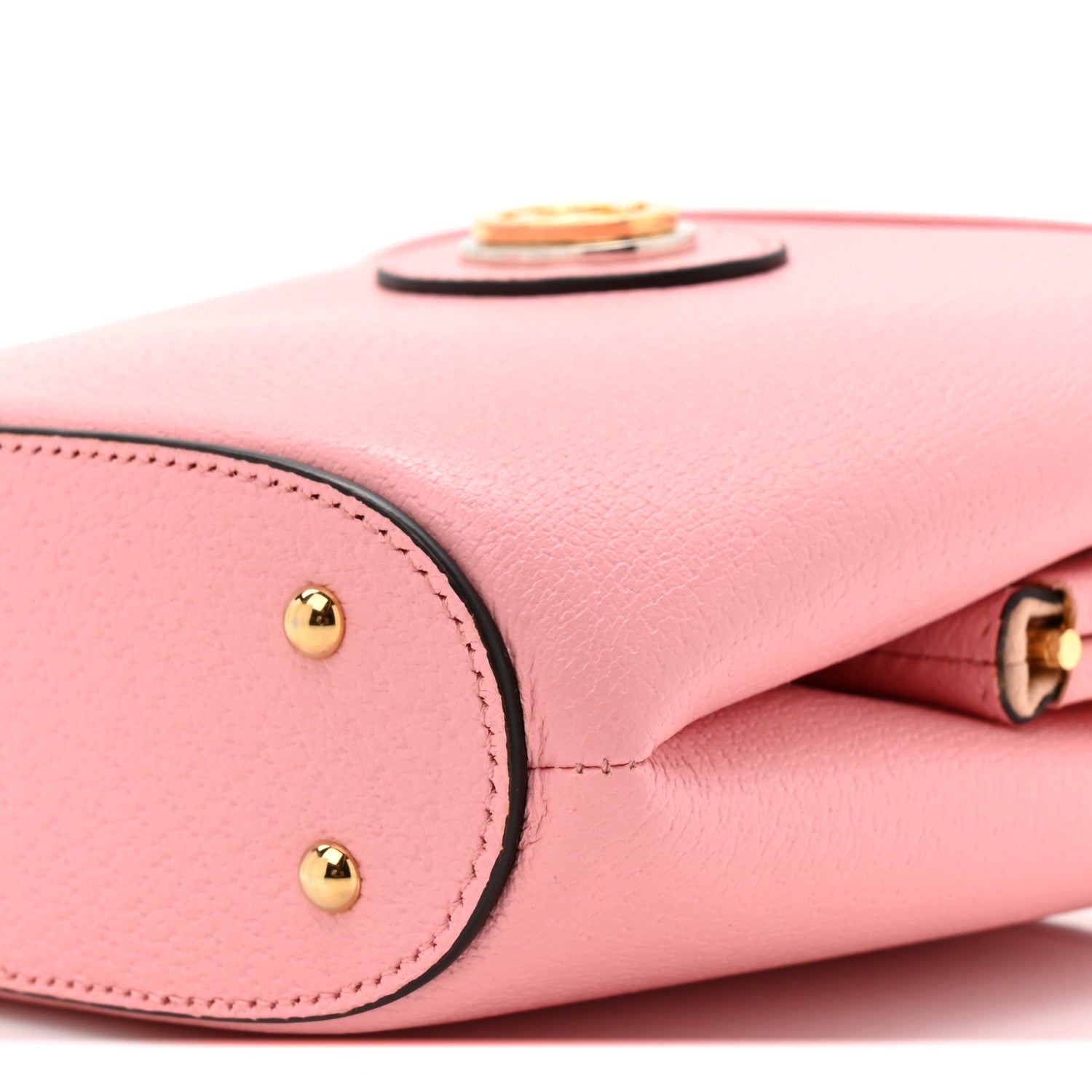 Gucci Textured Dollar Calfskin Bamboo Mini Marina Bucket Bag Wild Rose 9 of 10