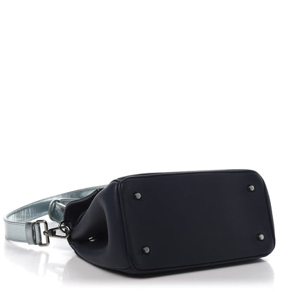 Christian Dior Metallic Patent Smooth Calfskin Mini Be Dior Flap Navy Light Blue 5 of 14