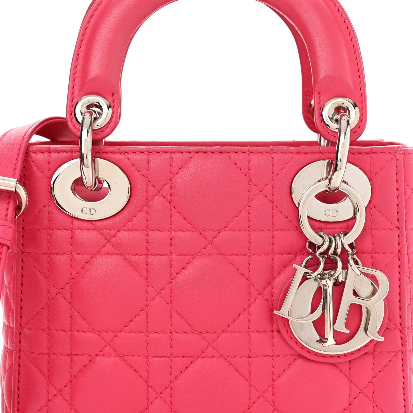 Lambskin Cannage Mini Lady Dior Fuchsia