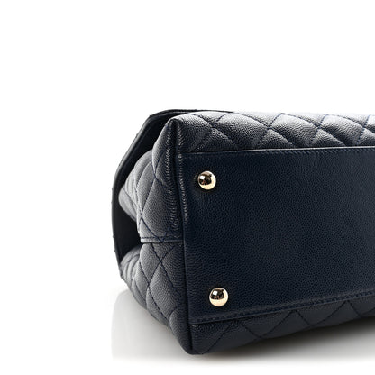 Chanel Caviar Lizard Embossed Quilted Small Coco Handle Flap Navy Blue 8 of 9