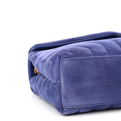 Saint Laurent Velvet Y Quilted Monogram Small Loulou Chain Satchel Blue Sapphire 8 of 9