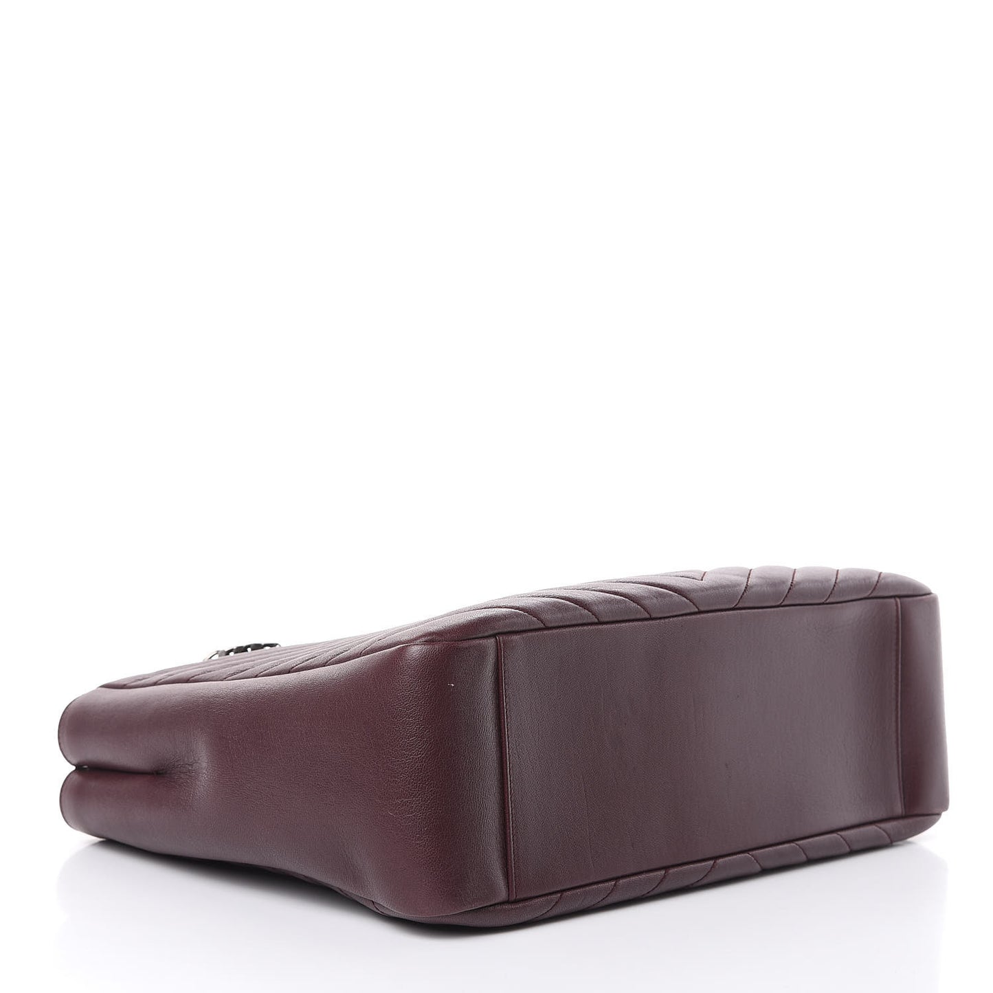 Sheepskin Matelasse Chevron Large Monogram Shopping Bag Burgundy