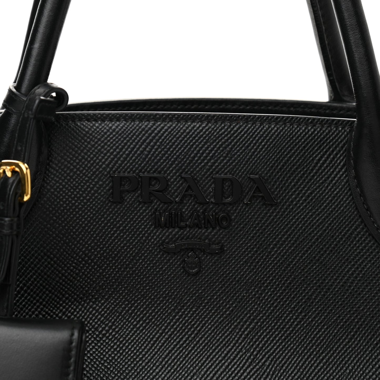 Saffiano Cuir Calfskin Small Monochrome Top Handle Tote Black