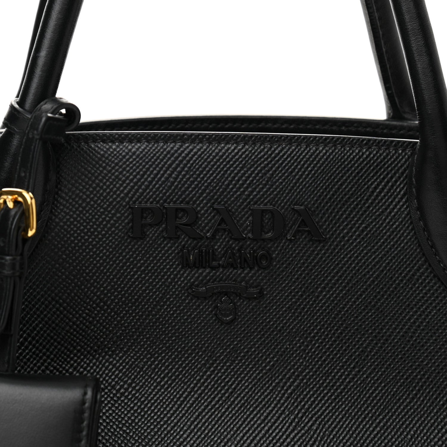 Prada Saffiano Cuir Calfskin Small Monochrome Top Handle Tote Black 7 of 11