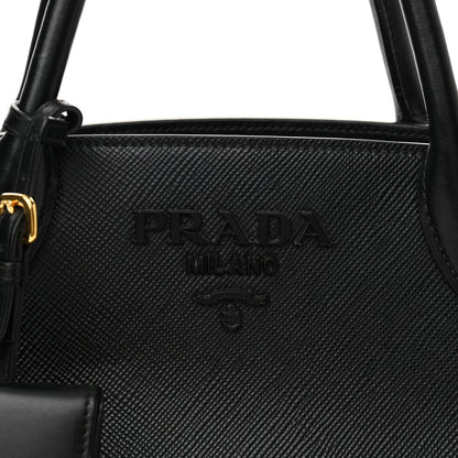 Prada Saffiano Cuir Calfskin Small Monochrome Top Handle Tote Black 7 of 11