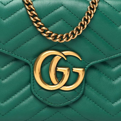 Gucci Calfskin Matelasse GG Marmont Chain Wallet Emerald Green 8 of 10